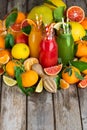 Orange, blood orange juice and lemonade background Royalty Free Stock Photo