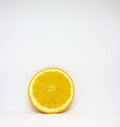 Fresh orange closeup on a white background with place for text Royalty Free Stock Photo