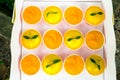 Fresh orange cupcake in the paper package box Royalty Free Stock Photo