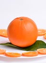 Fresh orange cut in slices