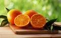 Fresh orange fruit with leaf Royalty Free Stock Photo