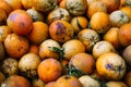 Fresh orange fruits in box on market. Chania, Crete, Greece