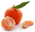 Fresh orange with green leaf Royalty Free Stock Photo