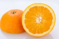 Fresh orange halved to show the pulp Royalty Free Stock Photo