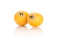 Fresh orange Japanese loquat isolated on white Royalty Free Stock Photo