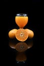 Fresh orange juice on black background Royalty Free Stock Photo