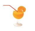 Fresh orange juice in a decorated glass