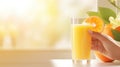 fresh orange juice drink morning