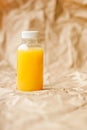 Fresh orange juice in eco-friendly recyclable plastic bottle and packaging, healthy drink and food product Royalty Free Stock Photo