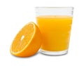 Fresh orange juice glass with fruit Royalty Free Stock Photo