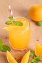 Fresh orange juice in glass with mint, fresh fruits. Royalty Free Stock Photo