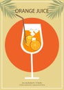 Fresh orange juice in a glass. summer drink. fruit vitamins. orange background. orange juice vector
