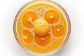 fresh orange juice in a glass, top view, isolated on a white background Royalty Free Stock Photo