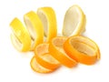 fresh orange and lemon peels isolated on white background