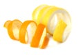 fresh orange and lemon peels isolated on white background