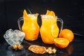 Fresh orange lemonade with ice and black Royalty Free Stock Photo