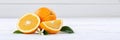 Fresh orange oranges fruit fruits banner copyspace on a wooden b