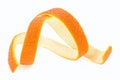 Fresh orange peel isolated on white background. Peel of ripe orange. Orange zest spiral Royalty Free Stock Photo