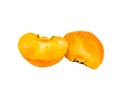 Fresh orange persimmon cut half on white background Royalty Free Stock Photo