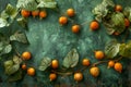Fresh Orange Physalis on a Rustic Green Background Exotic Fruits, Nature\'s Bounty, Top View, Space for Copy