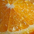 Fresh orange slice, dewcovered, crisp macro shot , no grunge