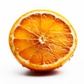 a Fresh Orange Slice ON WHITE BACK GROUND