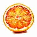 a Fresh Orange Slice ON WHITE BACK GROUND