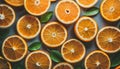 Fresh orange slices background. Healthy and tasty fruit. Juicy citrus. Natural product Royalty Free Stock Photo