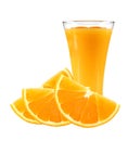 Fresh orange slices and glass of juice isolated on white Royalty Free Stock Photo