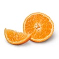 Fresh orange with orange slices isolated on white background. Orange with clipping path Royalty Free Stock Photo