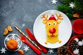 Fresh orange slices santa reindeer, Christmas food art