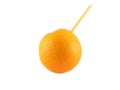 Fresh orange with straw Royalty Free Stock Photo