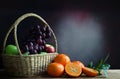 Fresh ripe oranges in basket