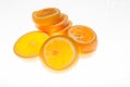 Fresh oranges cut into thin slices. I thirst for cool. Royalty Free Stock Photo