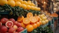 Fresh oranges on display Oranges at market Royalty Free Stock Photo