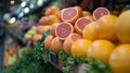 Fresh oranges on display Oranges at market Royalty Free Stock Photo