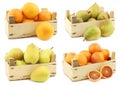 Fresh oranges,`doyenne de comice` pears, Lucas pears and blood oranges Royalty Free Stock Photo