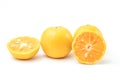 Fresh oranges full and half cut Rich in vitamin C  on white background and clipping path Royalty Free Stock Photo