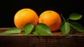 Caravaggesque Still Life: Two Oranges On Wood Royalty Free Stock Photo