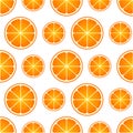 Fresh oranges seamless pattern. Bright slice of tasty citrus fruits. Cute bright and fun summer.