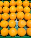 Fresh oranges on the stall in the supermarket Royalty Free Stock Photo