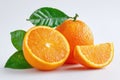 Juicy Orange Slices with Leaves Royalty Free Stock Photo
