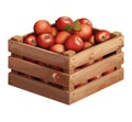 Fresh organic apples in wooden crate stack