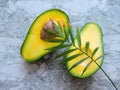 Fresh organic avocado isolated on white background.sliced avocado isolated.Tropical abstract background with avocado. Food concept