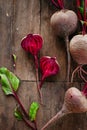 Bunch of fresh organic beetroot on wooden background. Concept of diet, raw, vegetarian meal. Farm, rustic and country Royalty Free Stock Photo