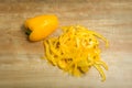 Fresh organic bell pepper,sweet pepper on wooden background. Top view