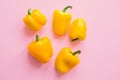 Fresh organic Bell peppers on pink background flat lay. Shopping groceries online. Order fresh organic food. Zero waste shopping, Royalty Free Stock Photo