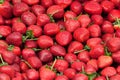 Fresh organic berries macro.Strawberry.Seasonal organic strawberries grouped freshly harvested with green leaves and natural Royalty Free Stock Photo