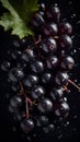 Fresh Organic Blackcurrant Berry Vertical Background.