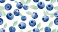 Fresh Organic Blueberry Berry Horizontal Seamless Background.